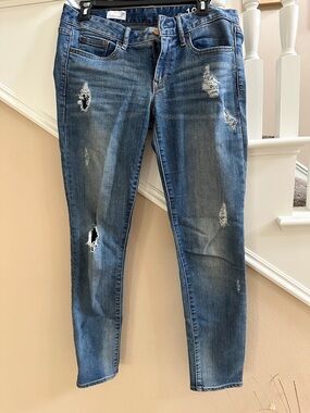 Gap Distressed Blue Skinny Jeans
